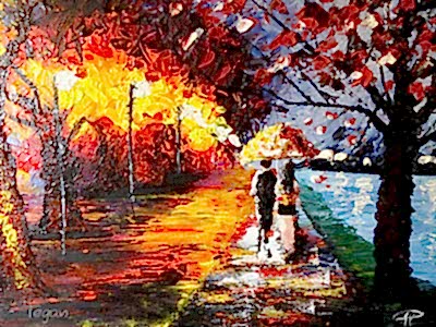 Evening stroll by the Seine painting by Lucy, art classes for kids, art classes for kids in redlands, art classes for kids brisbane, engaged in art, engaged in art classes for kids